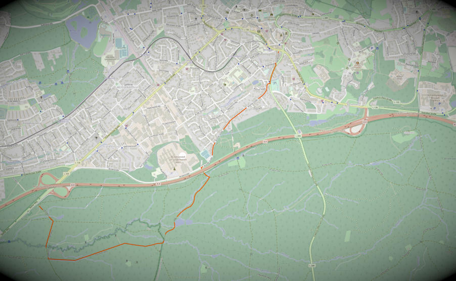 Wanderkarte aus dem Buch "1899 - Bensberg und Umgegend" von H.Schiele. Grundkarte: OpenStreetMaps.